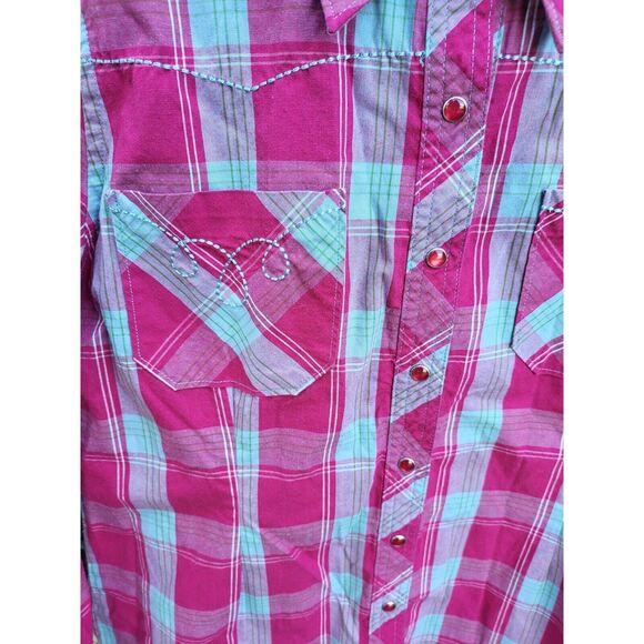 Bit & Brindle Snap Front Shirt S Womens Pink Embroidered Western Rodeo - Picture 3 of 6